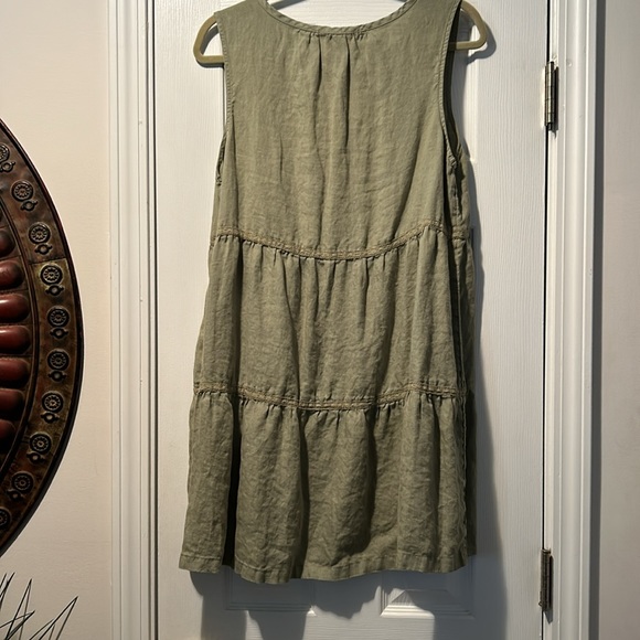 👗Lucky Brand Linen Sleeveless V Neck Tiered Midi Dress - Picture 5 of 10